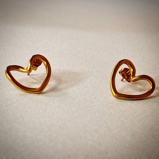 Kavnta Anti Tarnish Heart Themed Stud Earrings