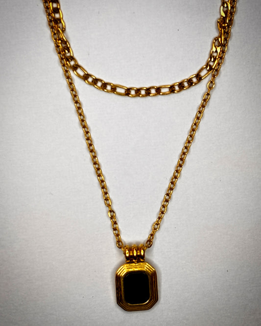Kavnta Anti-Tarnish Geometric Dual Strand Necklace