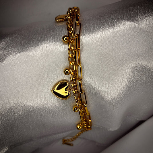 Kavnta Anti Tarnish Heart themed Wraparound Bracelet For Women